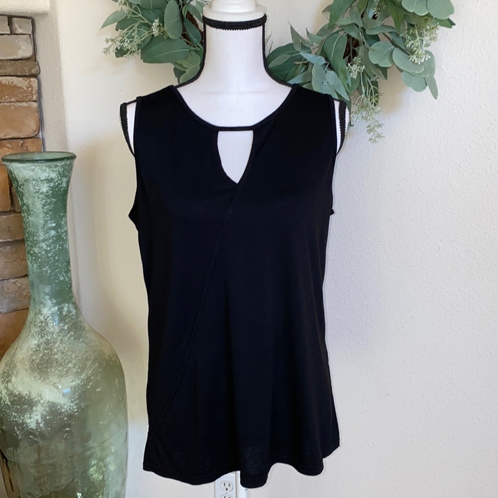 Poetsky- V Neck Designed Black Shirt Sz Large